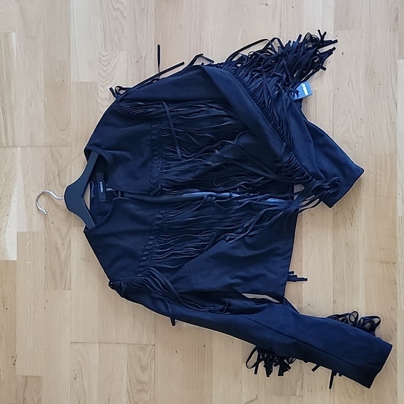 Forever 21 Jackets & Blazers - Forever 21 Black Suede Fringe Jacket